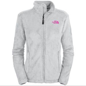 Women’s White and Pink Furry North Face